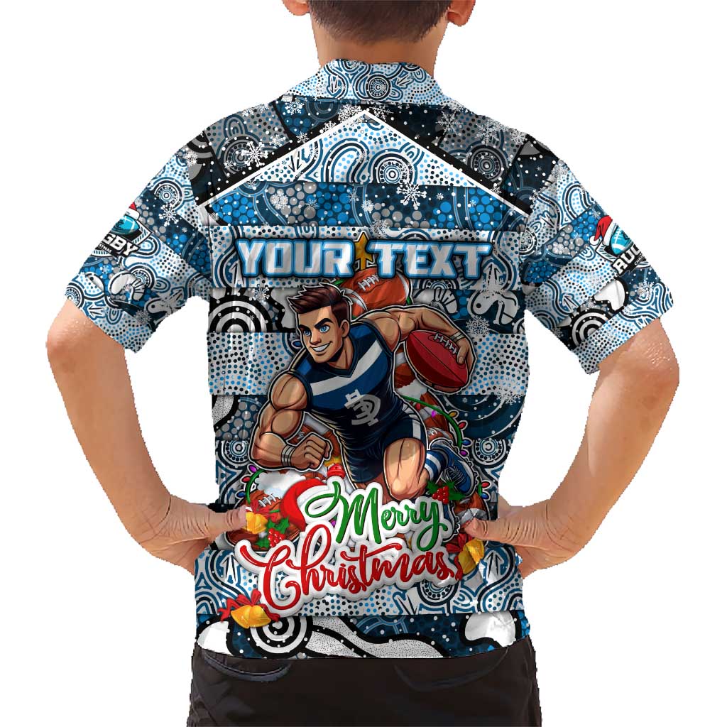 Custom Blues Football Merry Christmas Hawaiian Shirt Indigenous Australian Art - Vibe Hoodie Shop