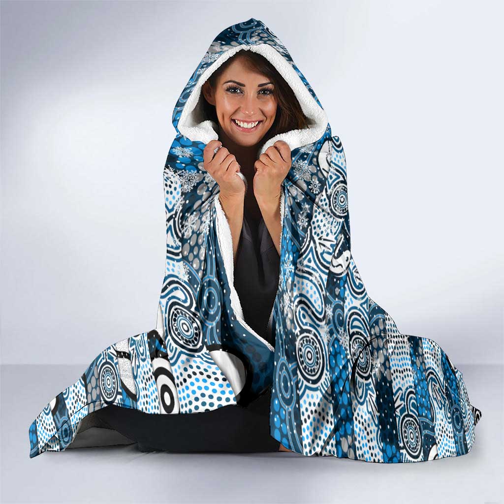 Blues Football Merry Christmas Hooded Blanket Indigenous Australian Art