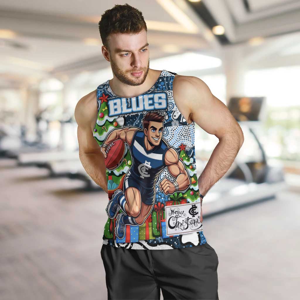 Custom Blues Football Merry Christmas Men Tank Top Indigenous Australian Art - Vibe Hoodie Shop