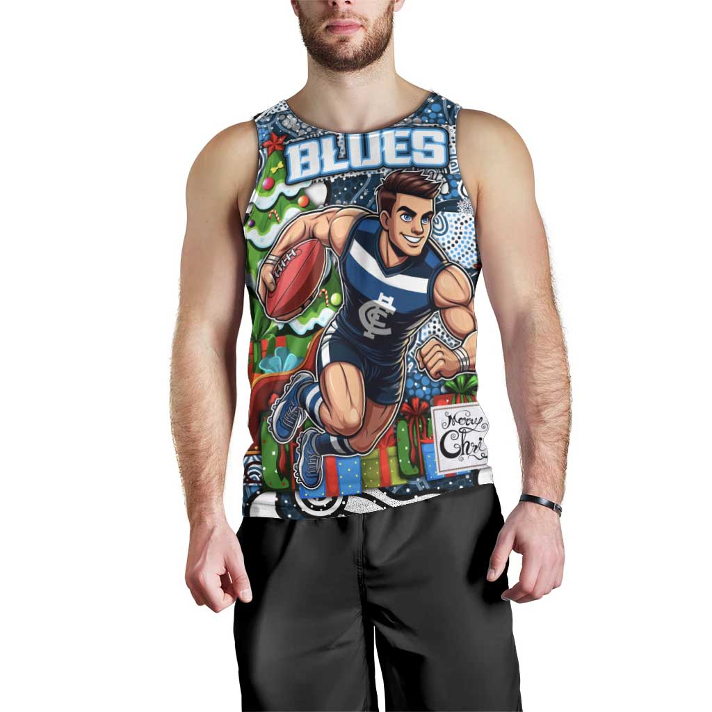 Custom Blues Football Merry Christmas Men Tank Top Indigenous Australian Art - Vibe Hoodie Shop