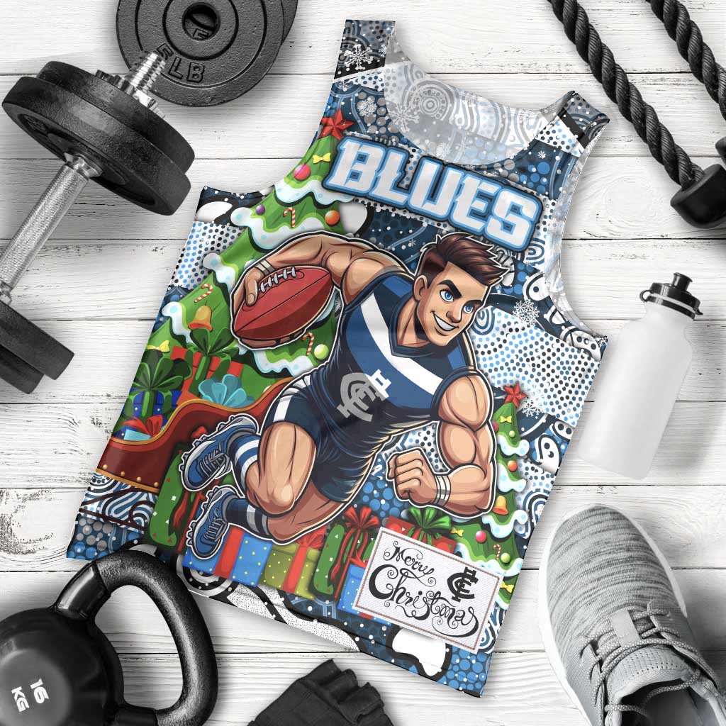 Custom Blues Football Merry Christmas Men Tank Top Indigenous Australian Art - Vibe Hoodie Shop