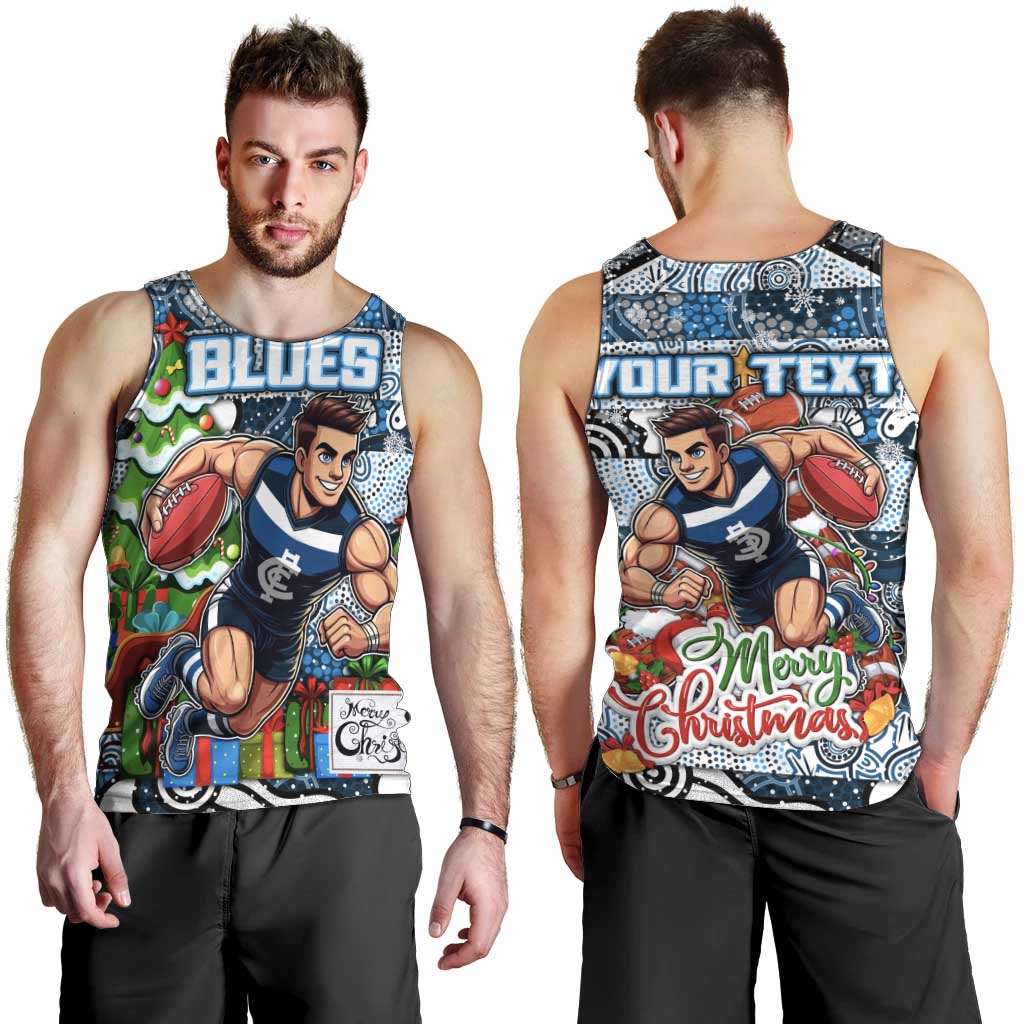Custom Blues Football Merry Christmas Men Tank Top Indigenous Australian Art - Vibe Hoodie Shop