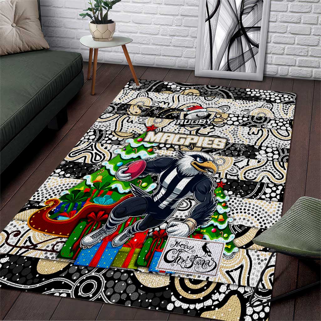 Magpies Football Merry Christmas Area Rug Indigenous Australian Art - Vibe Hoodie Shop