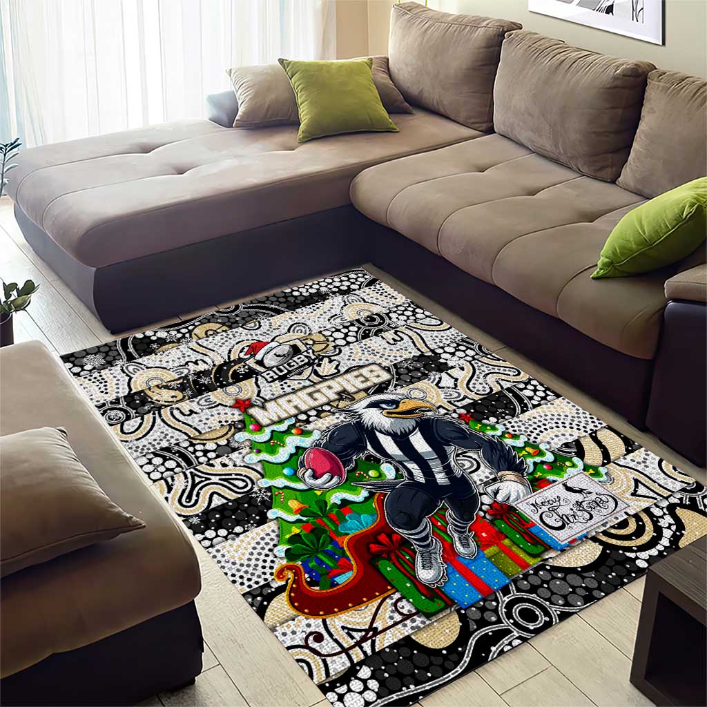 Magpies Football Merry Christmas Area Rug Indigenous Australian Art - Vibe Hoodie Shop