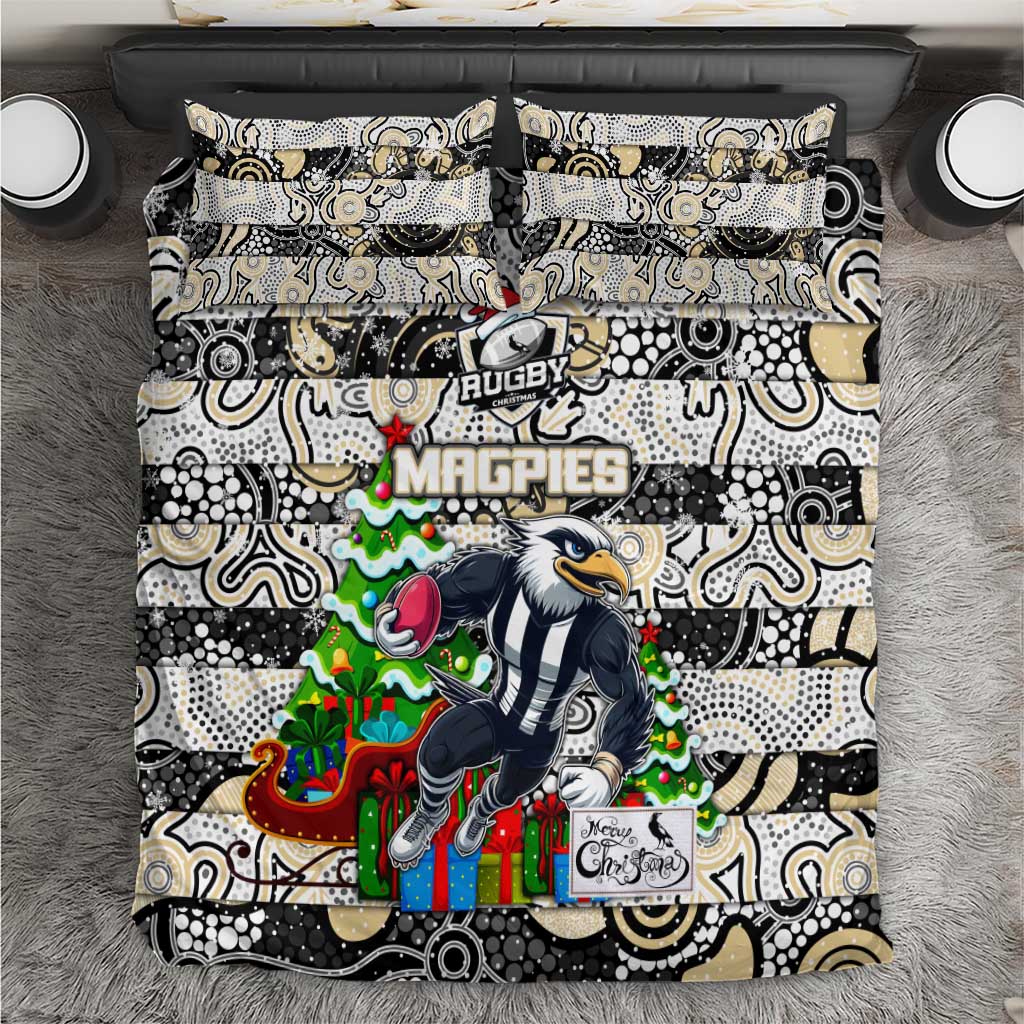 Magpies Football Merry Christmas Bedding Set Indigenous Australian Art - Vibe Hoodie Shop
