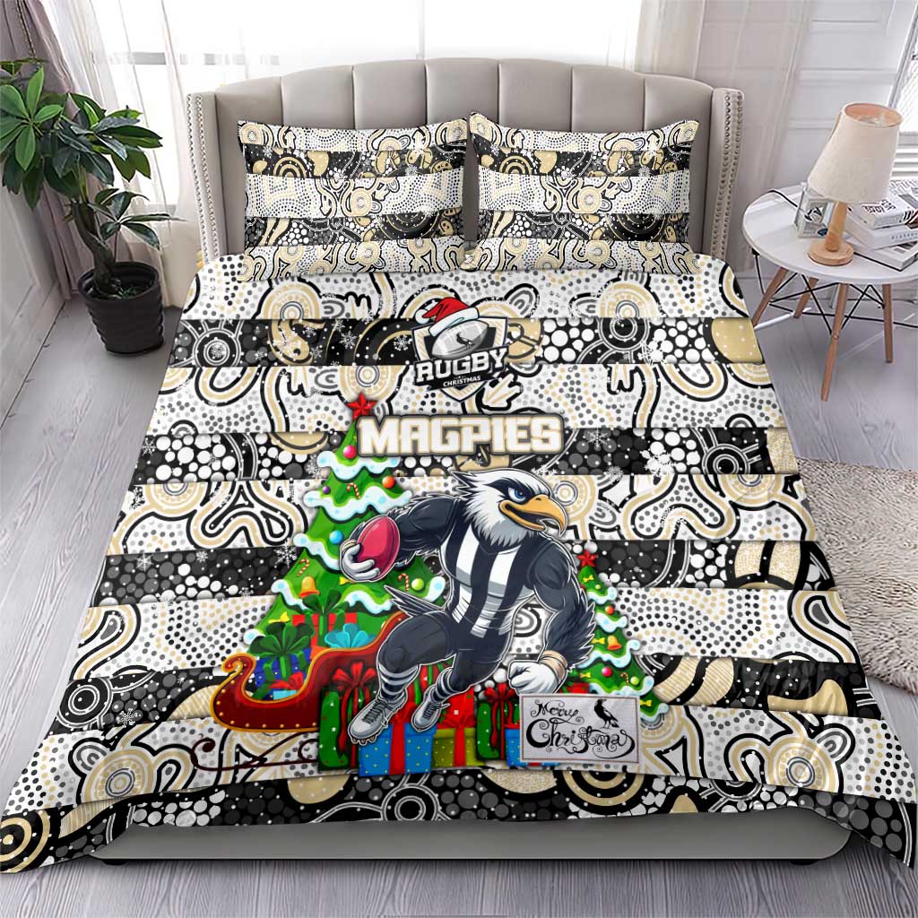 Magpies Football Merry Christmas Bedding Set Indigenous Australian Art - Vibe Hoodie Shop