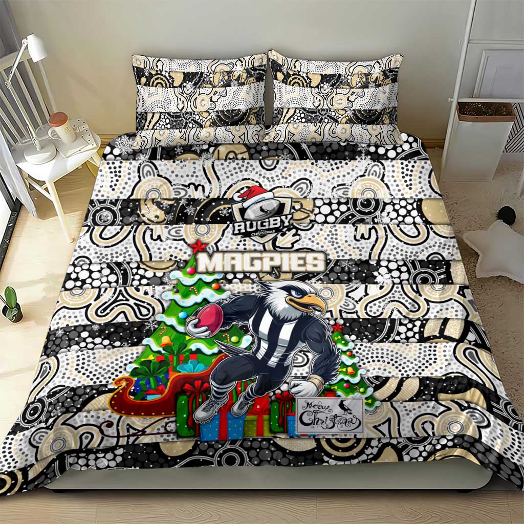 Magpies Football Merry Christmas Bedding Set Indigenous Australian Art - Vibe Hoodie Shop