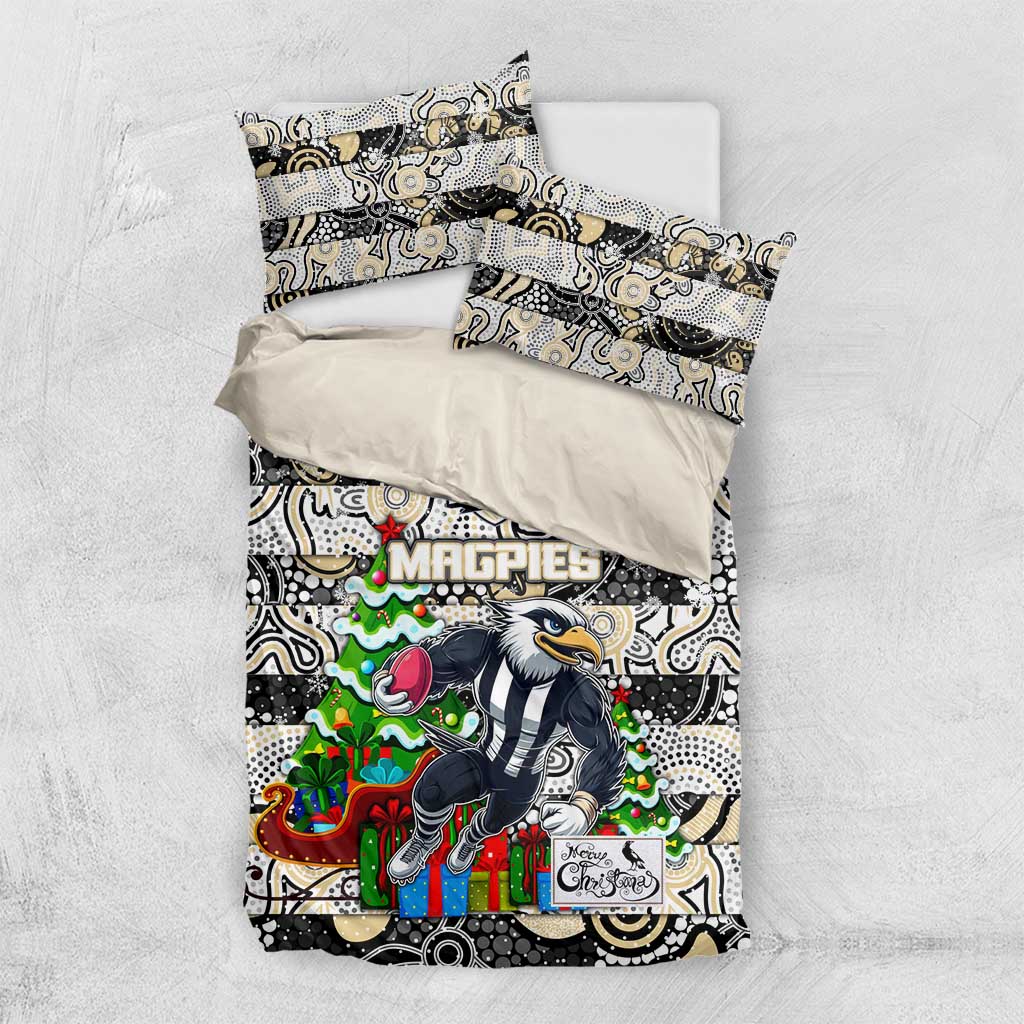 Magpies Football Merry Christmas Bedding Set Indigenous Australian Art - Vibe Hoodie Shop