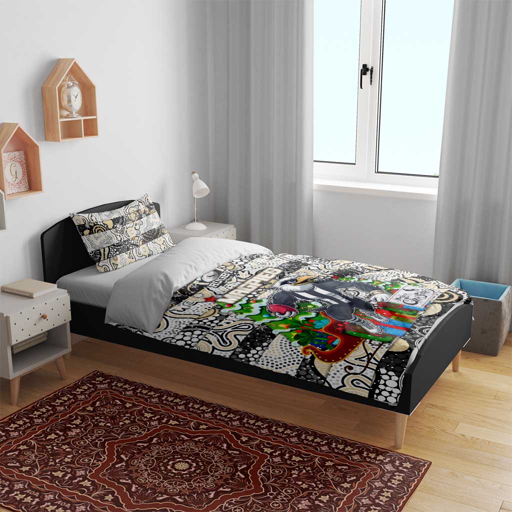 Magpies Football Merry Christmas Bedding Set Indigenous Australian Art - Vibe Hoodie Shop