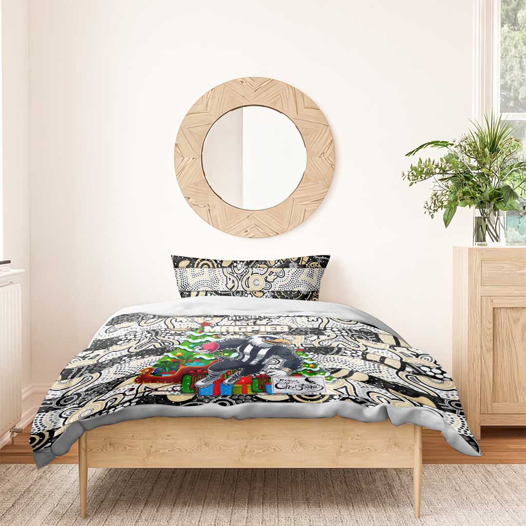 Magpies Football Merry Christmas Bedding Set Indigenous Australian Art - Vibe Hoodie Shop