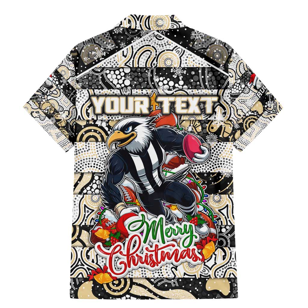 Custom Magpies Rugby Merry Christmas Family Matching Mermaid Dress and Hawaiian Shirt Indigenous Australian Art