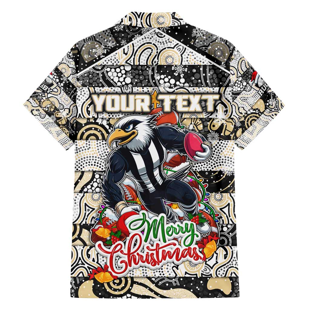 Custom Magpies Rugby Merry Christmas Family Matching Puletasi and Hawaiian Shirt Indigenous Australian Art