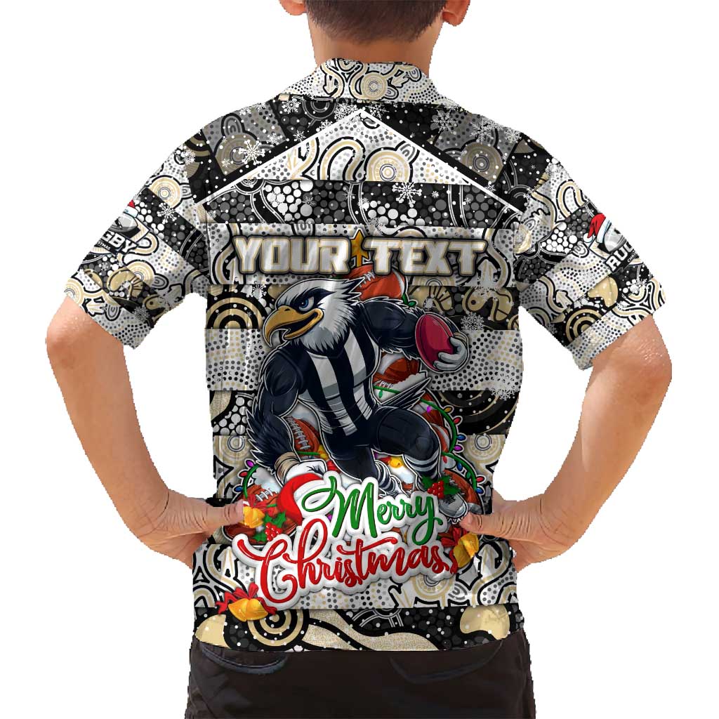 Custom Magpies Rugby Merry Christmas Family Matching Tank Maxi Dress and Hawaiian Shirt Indigenous Australian Art