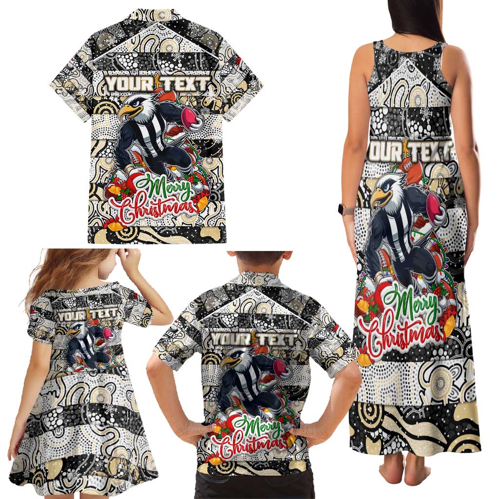 Custom Magpies Rugby Merry Christmas Family Matching Tank Maxi Dress and Hawaiian Shirt Indigenous Australian Art