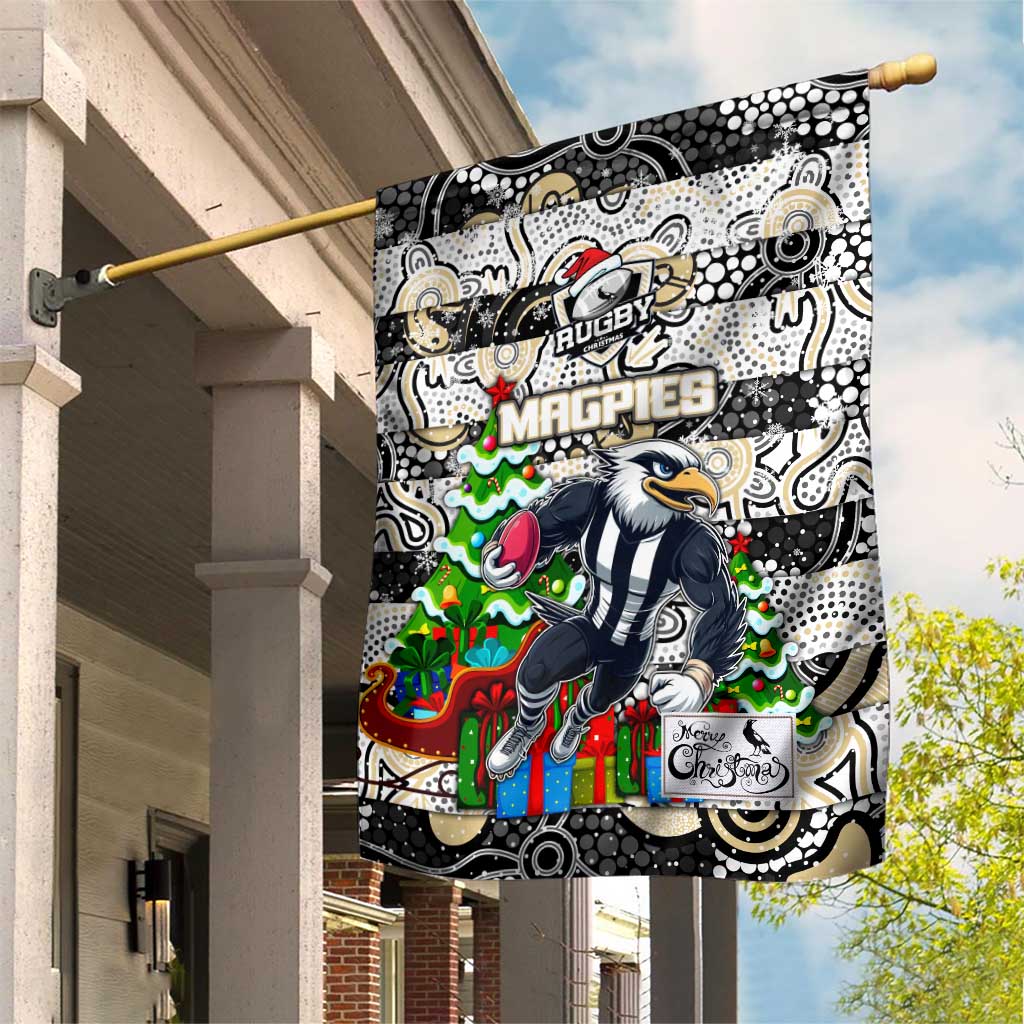 Magpies Football Merry Christmas Garden Flag Indigenous Australian Art - Vibe Hoodie Shop
