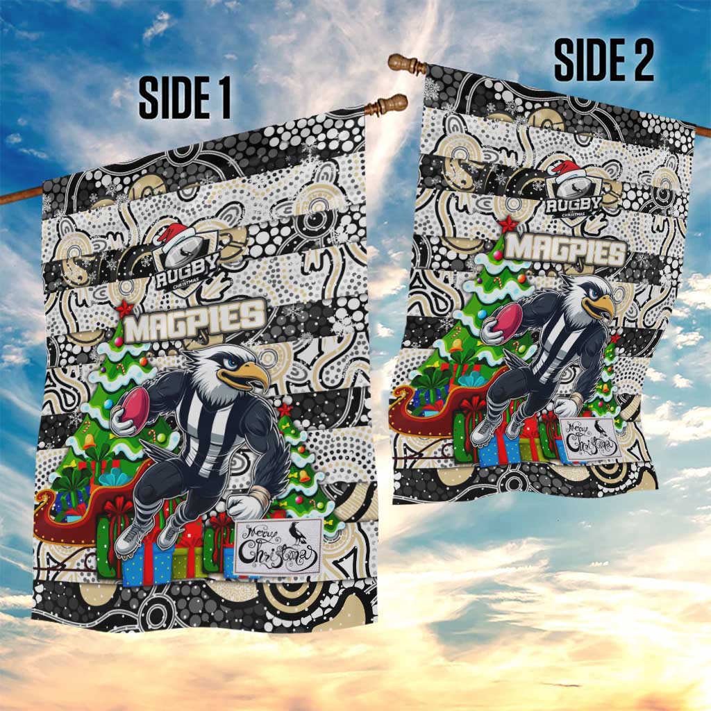 Magpies Football Merry Christmas Garden Flag Indigenous Australian Art - Vibe Hoodie Shop