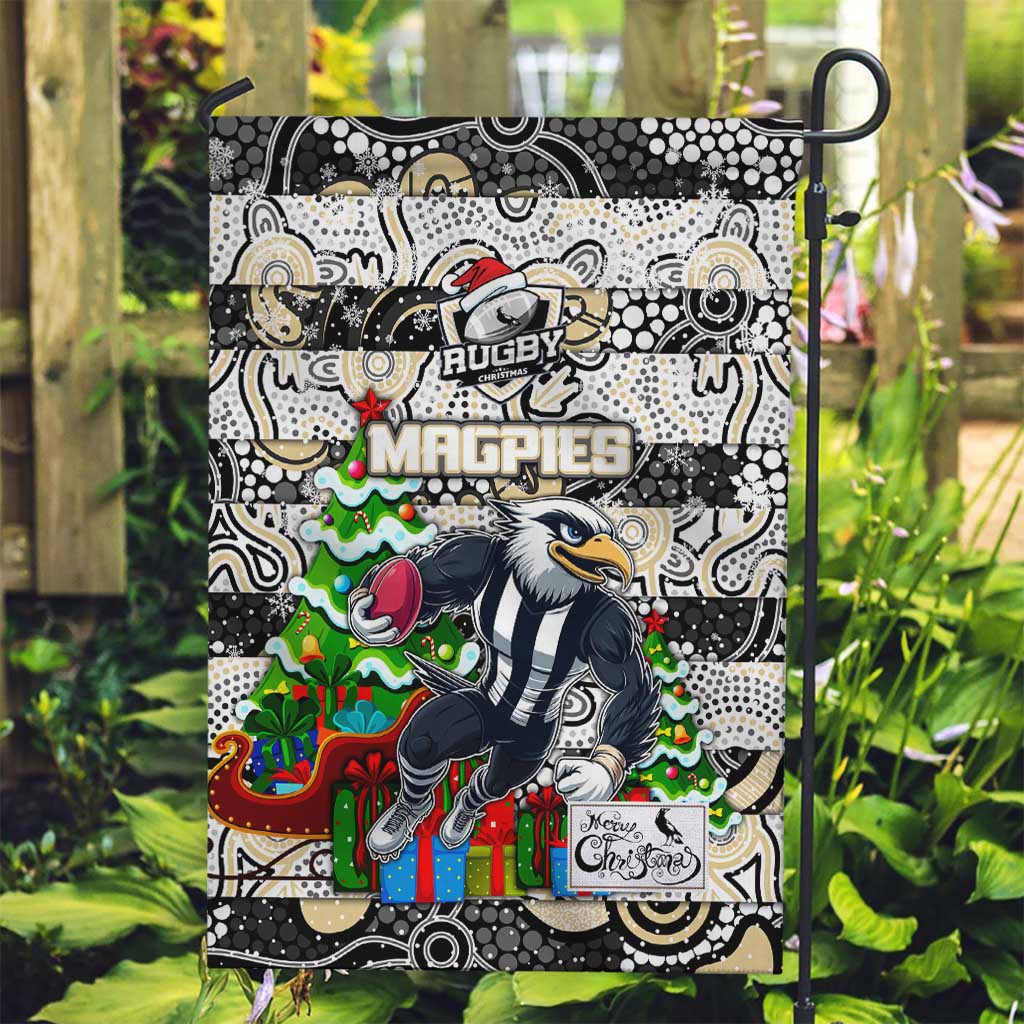 Magpies Football Merry Christmas Garden Flag Indigenous Australian Art - Vibe Hoodie Shop