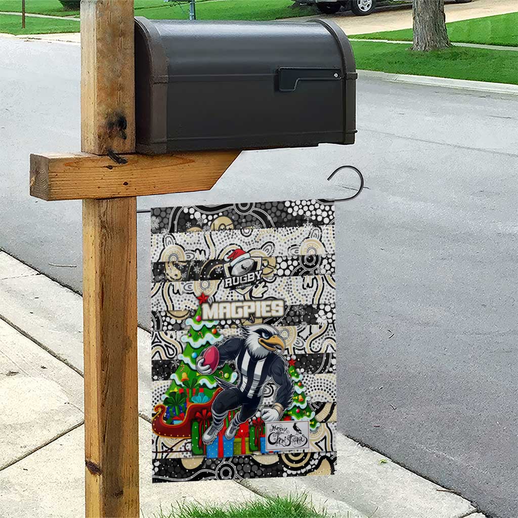 Magpies Football Merry Christmas Garden Flag Indigenous Australian Art - Vibe Hoodie Shop