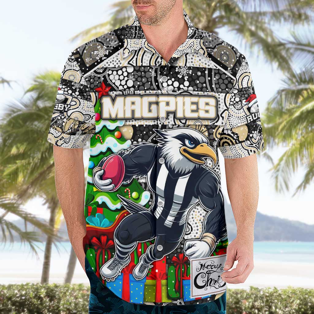 Custom Magpies Football Merry Christmas Hawaiian Shirt Indigenous Australian Art - Vibe Hoodie Shop