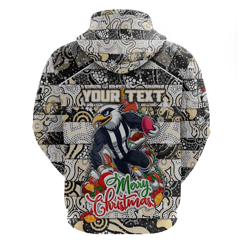 Custom Magpies Football Merry Christmas Hoodie Indigenous Australian Art - Vibe Hoodie Shop
