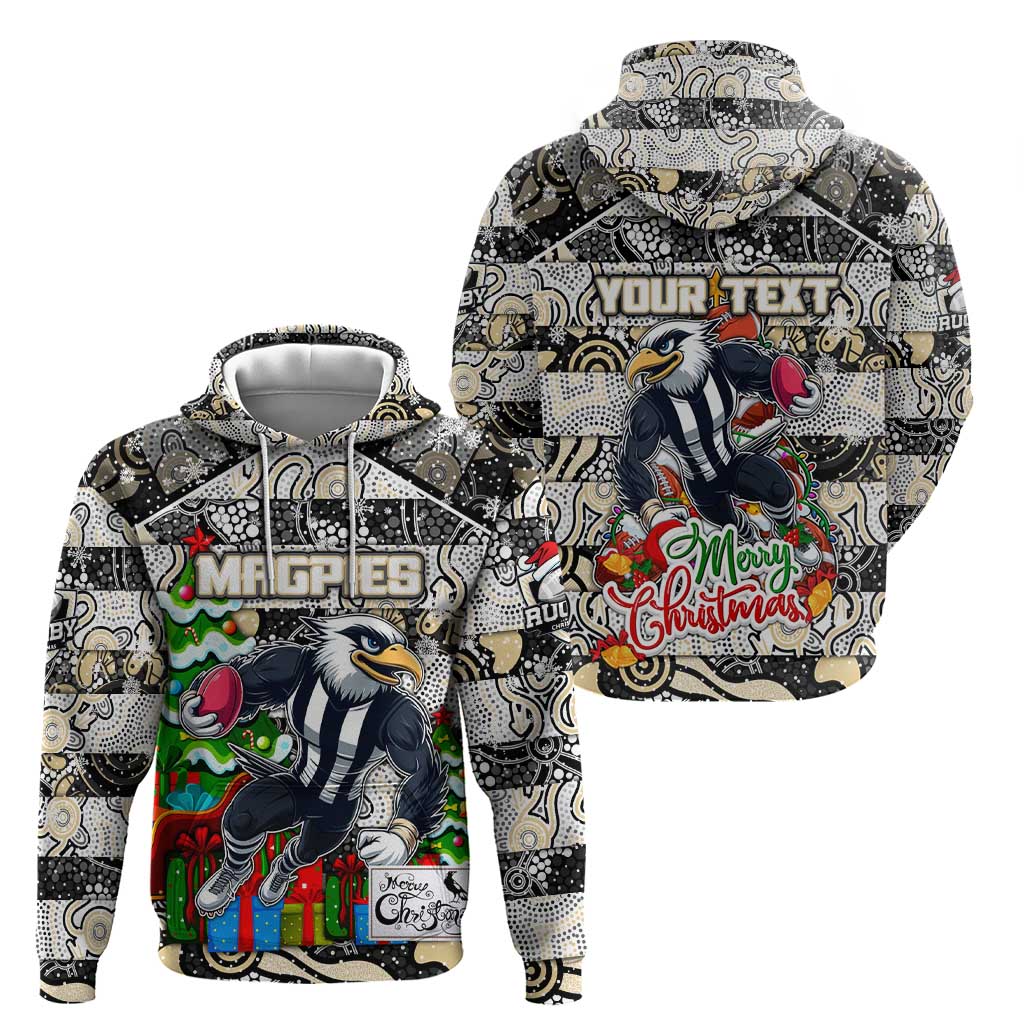 Custom Magpies Football Merry Christmas Hoodie Indigenous Australian Art - Vibe Hoodie Shop