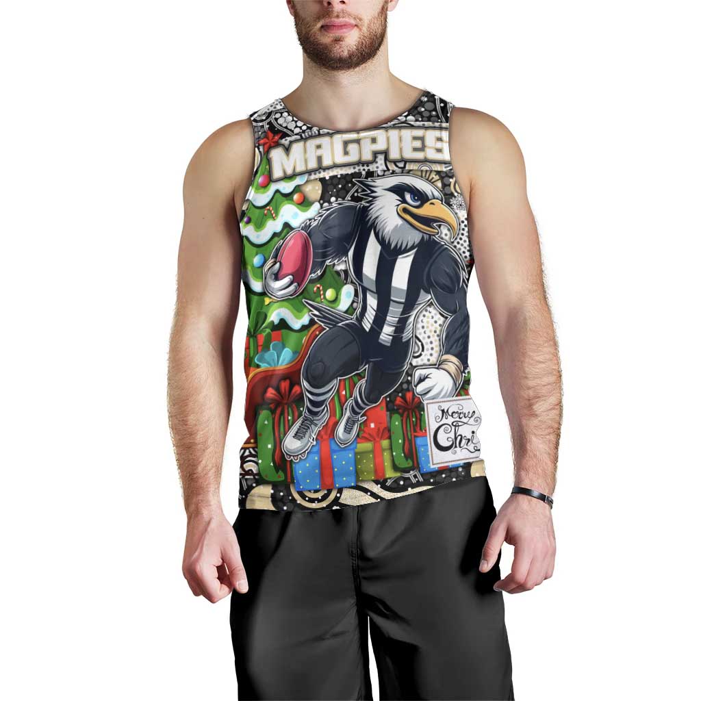 Custom Magpies Football Merry Christmas Men Tank Top Indigenous Australian Art - Vibe Hoodie Shop