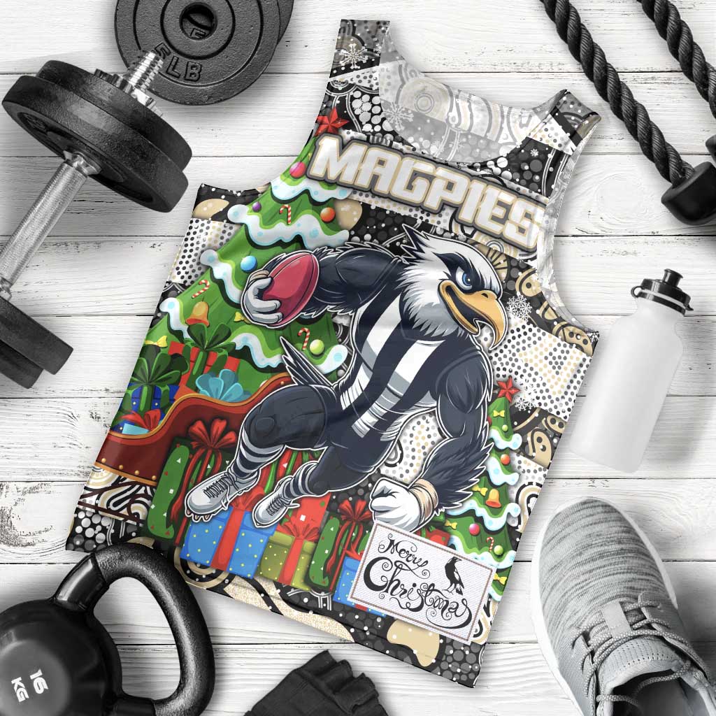Custom Magpies Football Merry Christmas Men Tank Top Indigenous Australian Art - Vibe Hoodie Shop