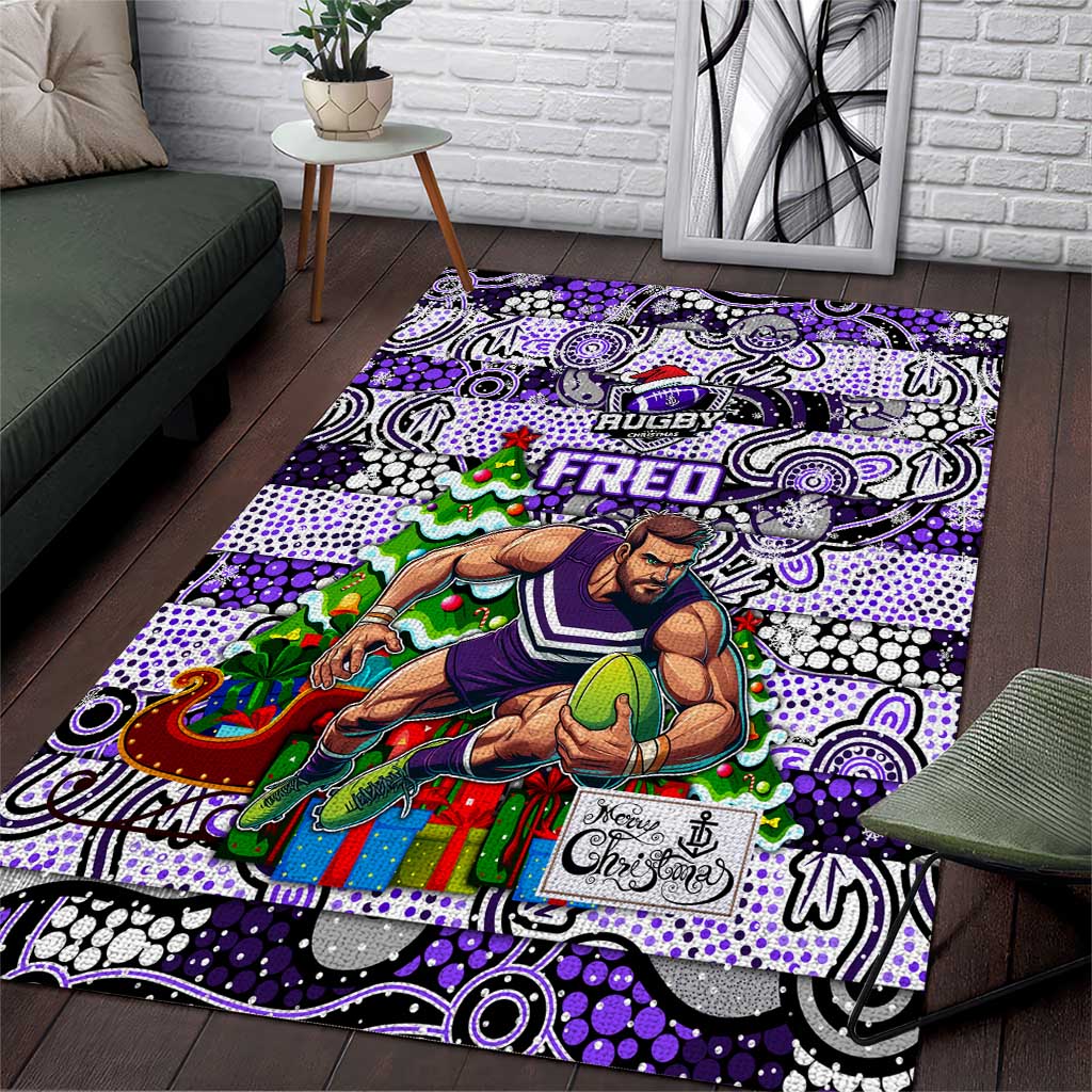 Freo Football Merry Christmas Area Rug Indigenous Australian Art - Vibe Hoodie Shop