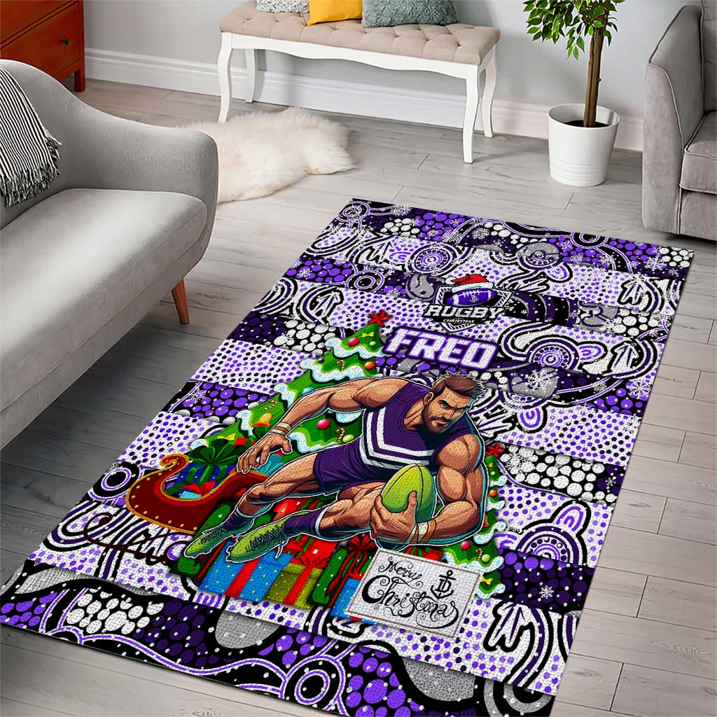 Freo Football Merry Christmas Area Rug Indigenous Australian Art - Vibe Hoodie Shop