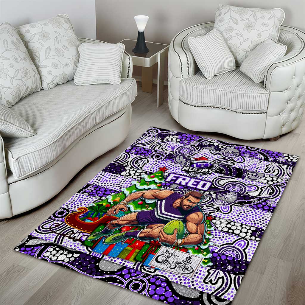 Freo Football Merry Christmas Area Rug Indigenous Australian Art - Vibe Hoodie Shop