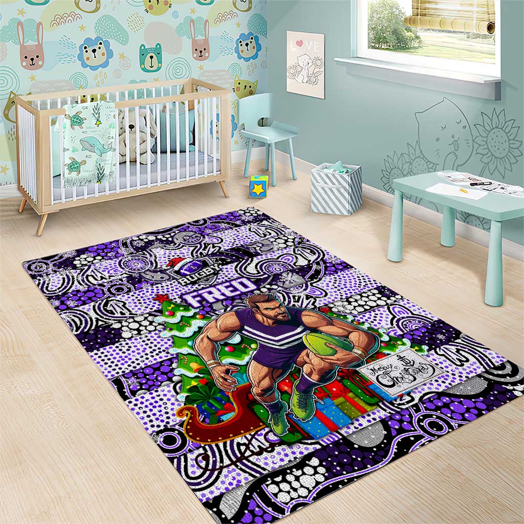 Freo Football Merry Christmas Area Rug Indigenous Australian Art - Vibe Hoodie Shop