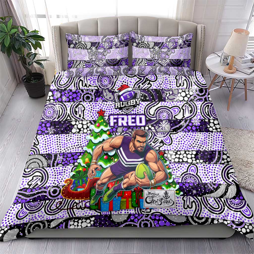 Freo Football Merry Christmas Bedding Set Indigenous Australian Art - Vibe Hoodie Shop