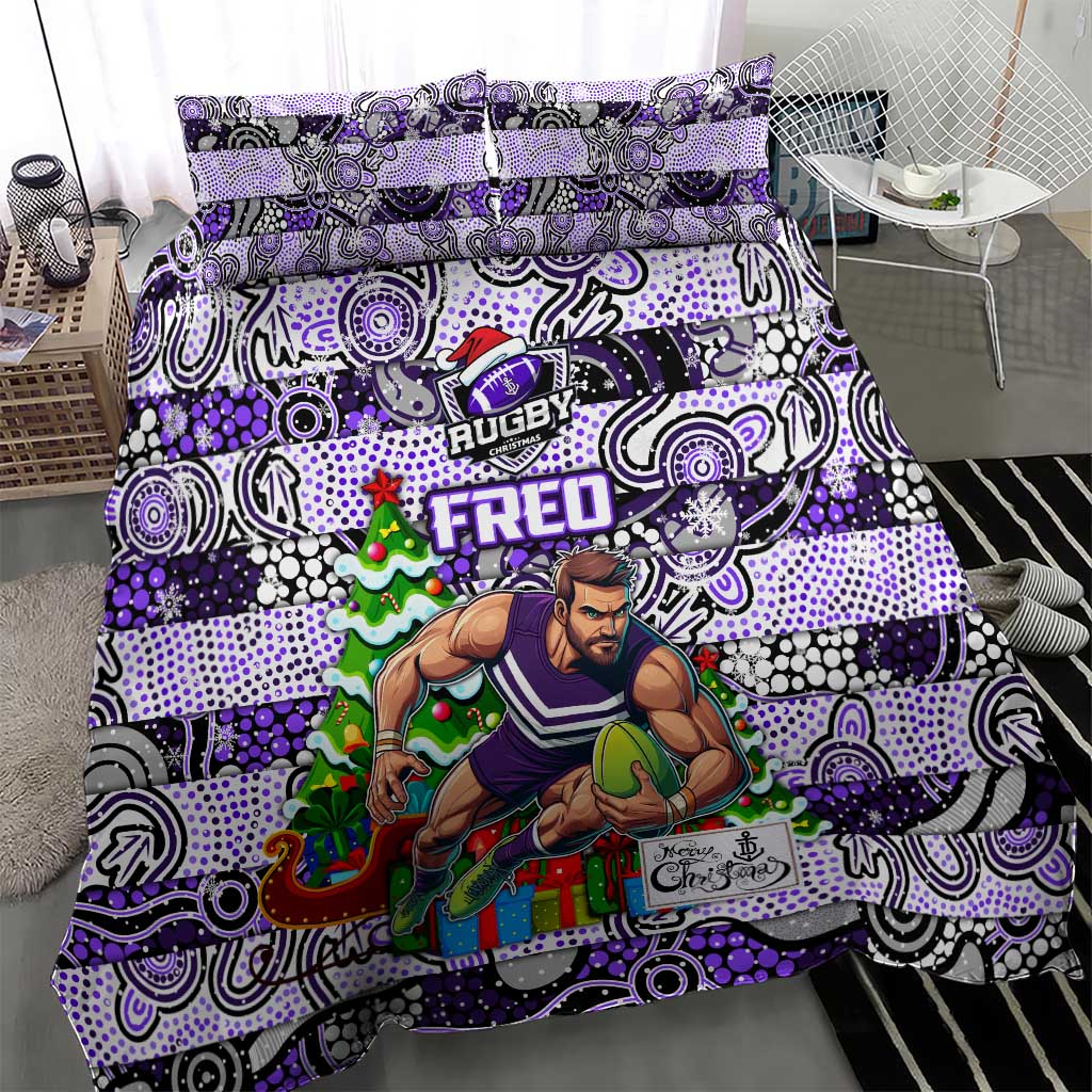 Freo Football Merry Christmas Bedding Set Indigenous Australian Art - Vibe Hoodie Shop