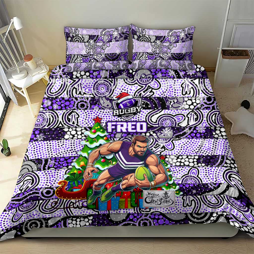 Freo Football Merry Christmas Bedding Set Indigenous Australian Art - Vibe Hoodie Shop
