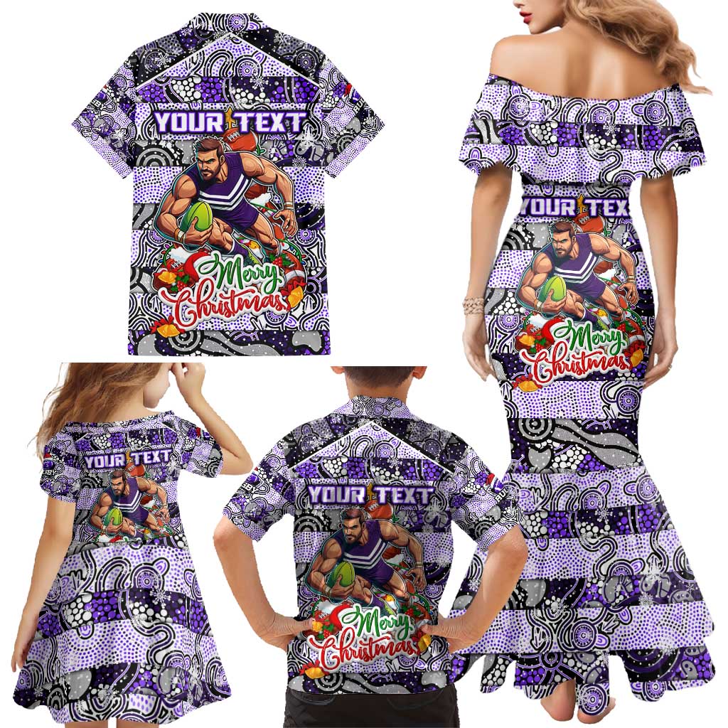 Custom Freo Rugby Merry Christmas Family Matching Mermaid Dress and Hawaiian Shirt Indigenous Australian Art