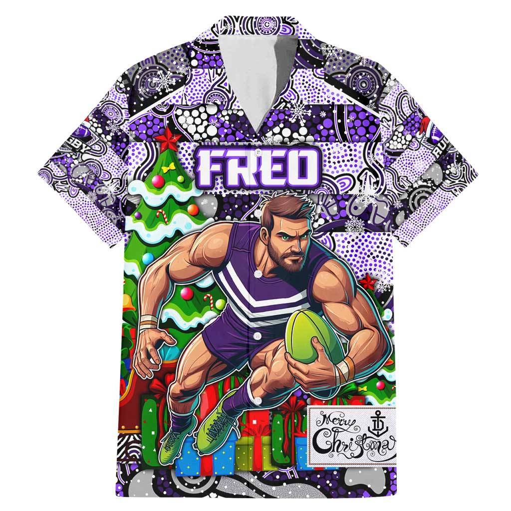 Custom Freo Rugby Merry Christmas Family Matching Mermaid Dress and Hawaiian Shirt Indigenous Australian Art