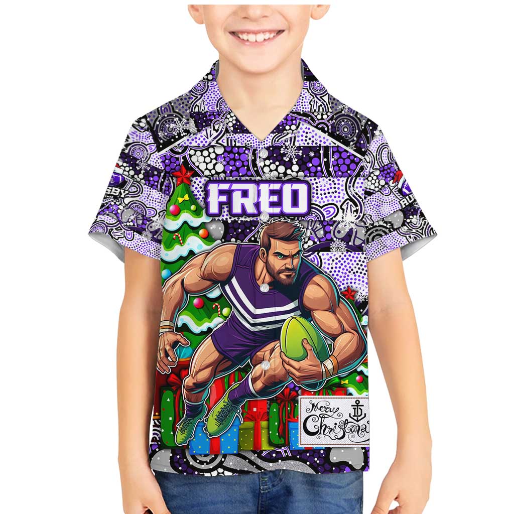 Custom Freo Rugby Merry Christmas Family Matching Mermaid Dress and Hawaiian Shirt Indigenous Australian Art