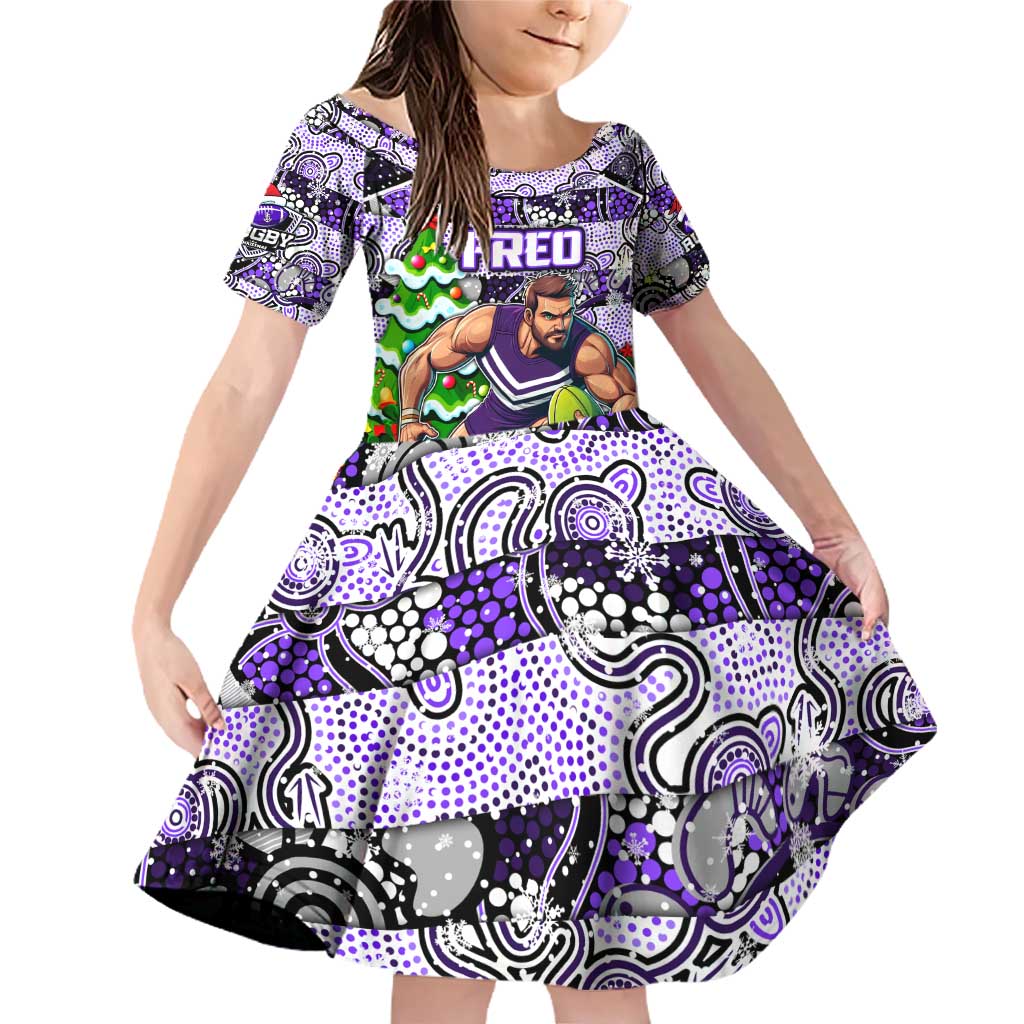 Custom Freo Rugby Merry Christmas Family Matching Off Shoulder Short Dress and Hawaiian Shirt Indigenous Australian Art