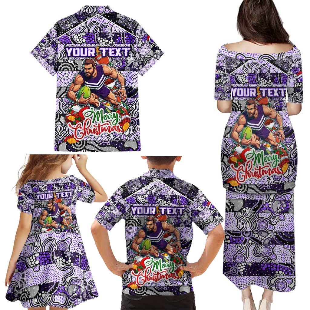 Custom Freo Rugby Merry Christmas Family Matching Puletasi and Hawaiian Shirt Indigenous Australian Art