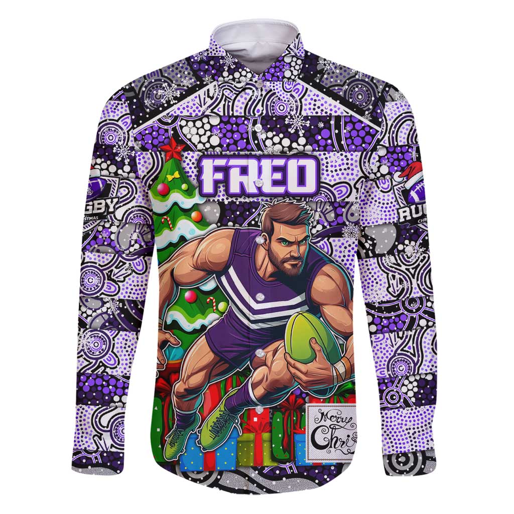 Custom Freo Rugby Merry Christmas Family Matching Puletasi and Hawaiian Shirt Indigenous Australian Art