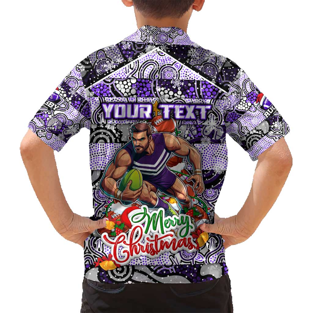 Custom Freo Rugby Merry Christmas Family Matching Summer Maxi Dress and Hawaiian Shirt Indigenous Australian Art