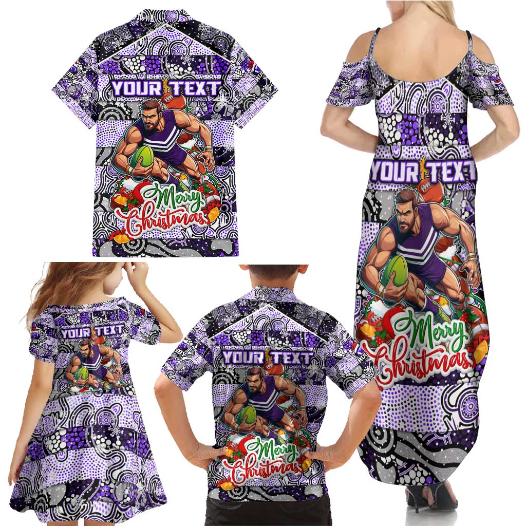 Custom Freo Rugby Merry Christmas Family Matching Summer Maxi Dress and Hawaiian Shirt Indigenous Australian Art