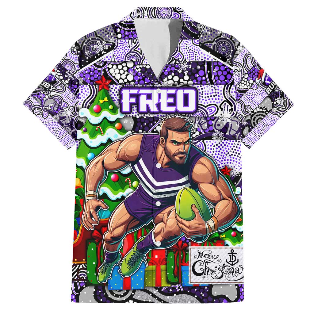 Custom Freo Rugby Merry Christmas Family Matching Summer Maxi Dress and Hawaiian Shirt Indigenous Australian Art
