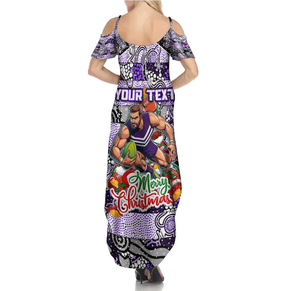 Custom Freo Rugby Merry Christmas Family Matching Summer Maxi Dress and Hawaiian Shirt Indigenous Australian Art