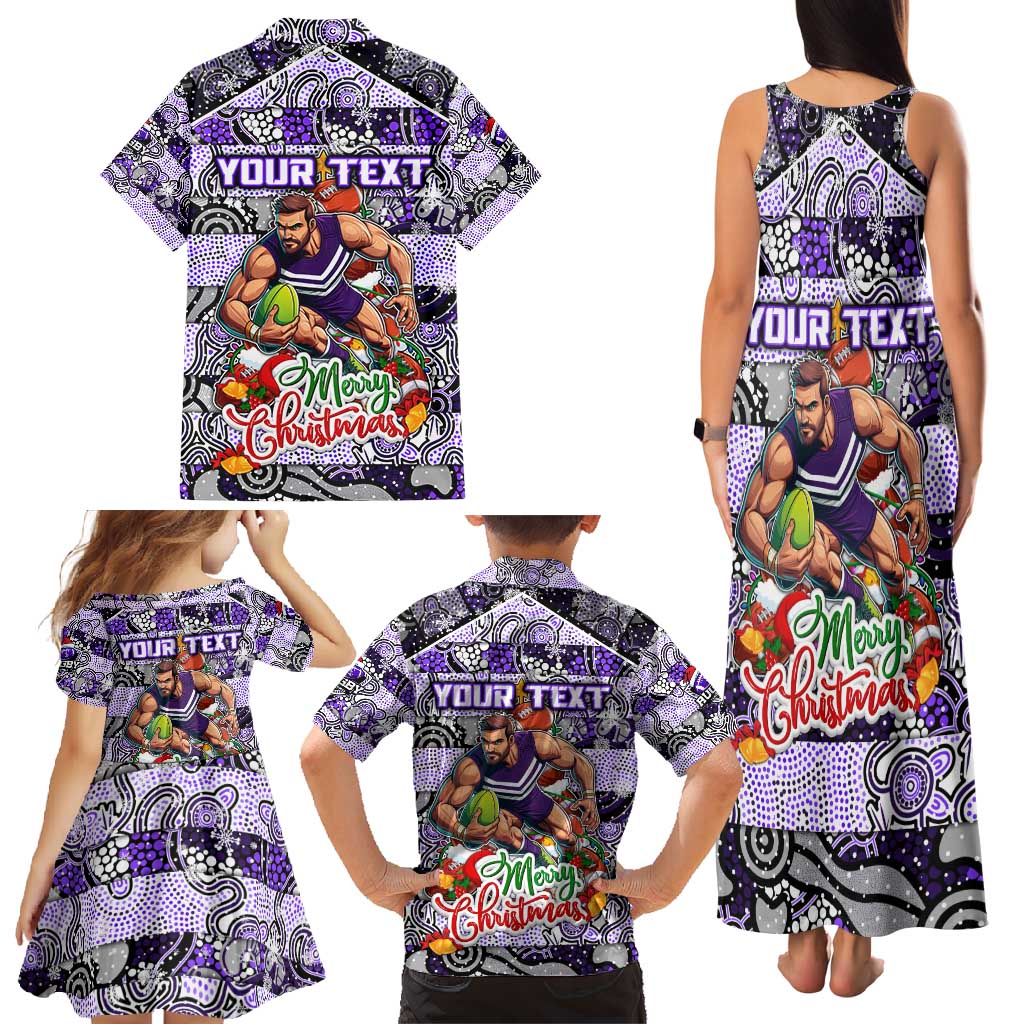 Custom Freo Rugby Merry Christmas Family Matching Tank Maxi Dress and Hawaiian Shirt Indigenous Australian Art