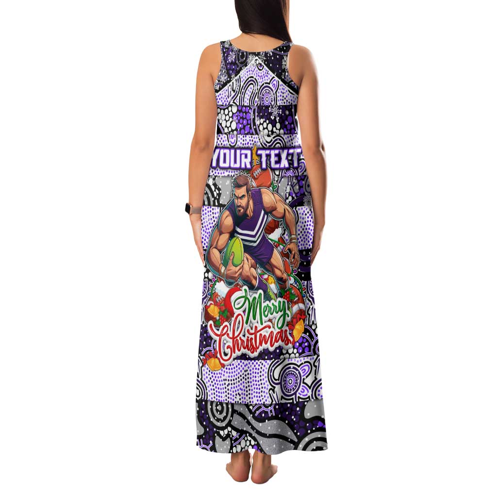 Custom Freo Rugby Merry Christmas Family Matching Tank Maxi Dress and Hawaiian Shirt Indigenous Australian Art