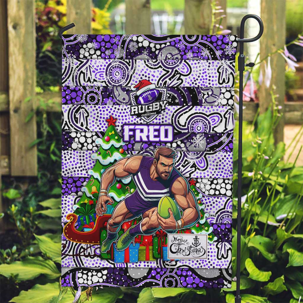 Freo Football Merry Christmas Garden Flag Indigenous Australian Art - Vibe Hoodie Shop