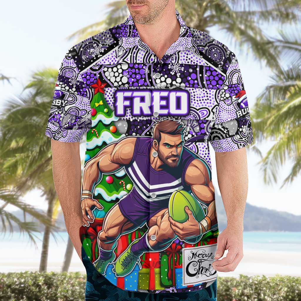 Custom Freo Football Merry Christmas Hawaiian Shirt Indigenous Australian Art - Vibe Hoodie Shop