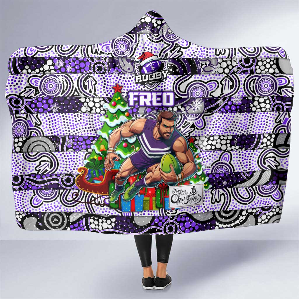 Freo Football Merry Christmas Hooded Blanket Indigenous Australian Art
