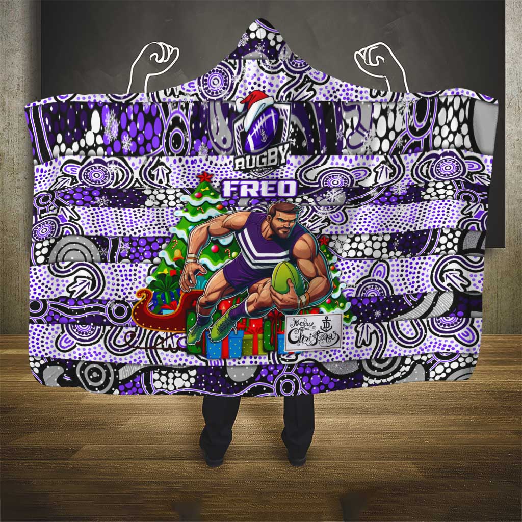 Freo Football Merry Christmas Hooded Blanket Indigenous Australian Art